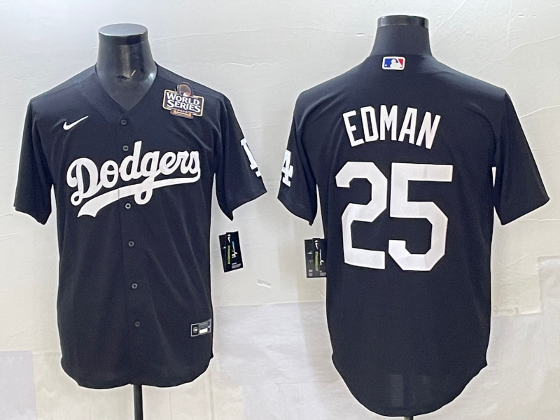Men Los Angeles Dodgers #25 Edman black Nike MLB jersey style 11->los angeles dodgers->MLB Jersey